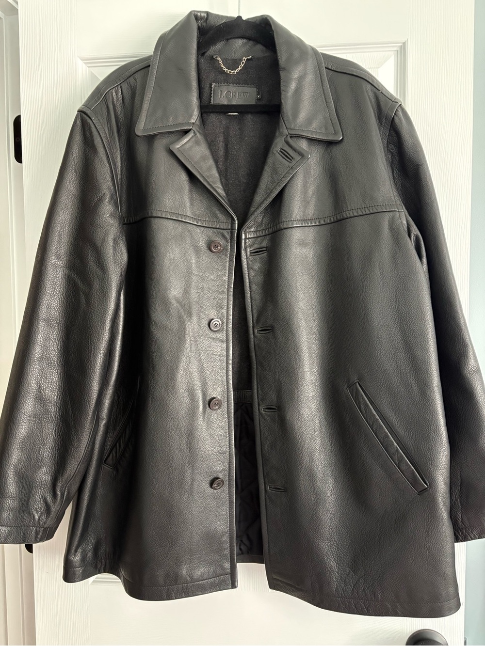 J Crew Men’s Genuine Leather Car Coat Size XL Like New!